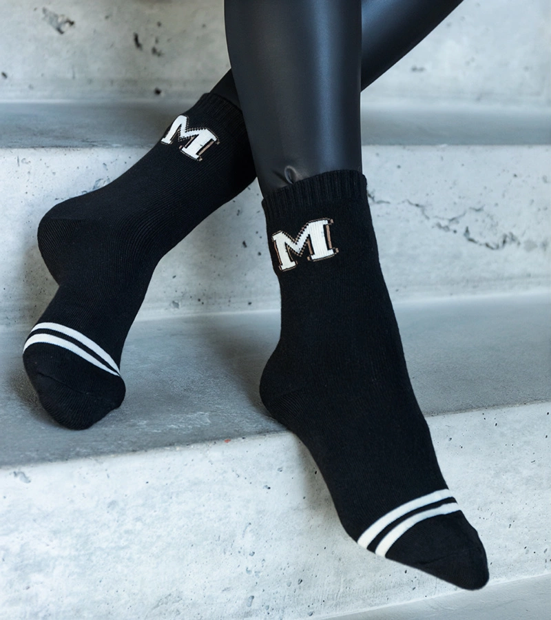 Cierne-biele teplé ponožky Sella