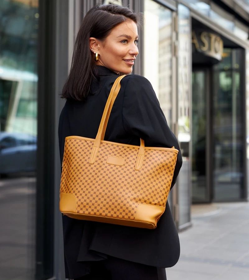 Hnedá vzorovaná kabelka na rameno Kesiran