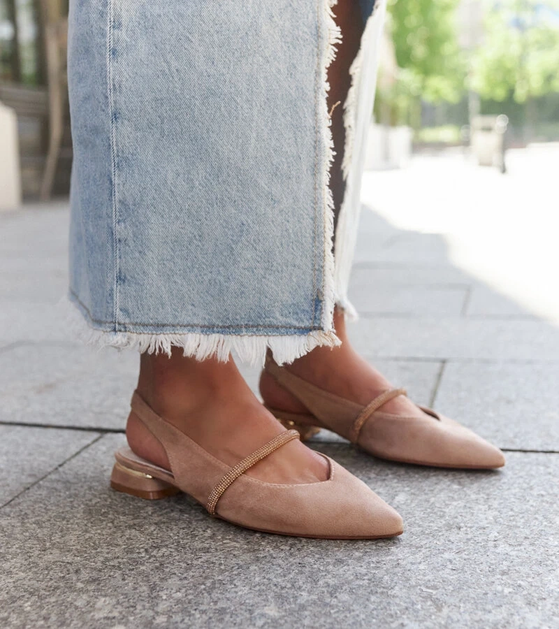 Bežové baleríny s koženou vložkou Morcosa