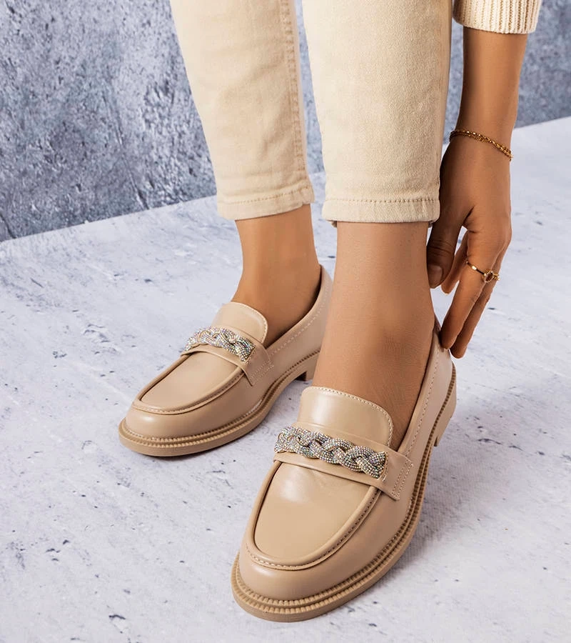 Béžové mokasíny so zirkónmi Colette