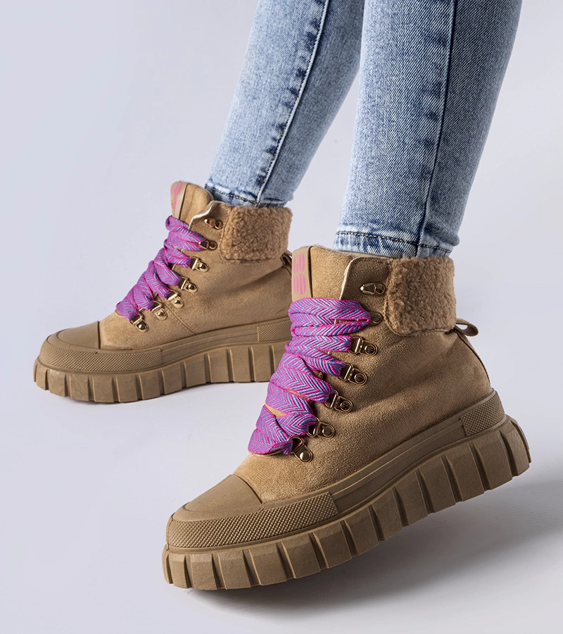 Hnedé zateplené tenisky platforma Ottiol