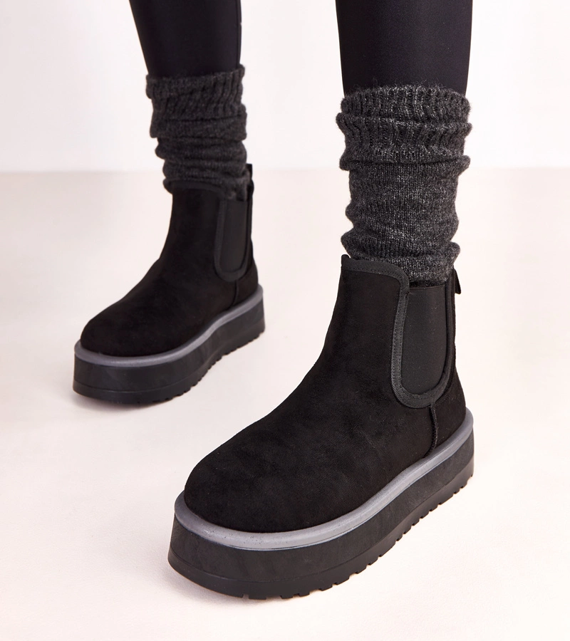 Čierne nízke snehule s elastickou vsadkou Nancey