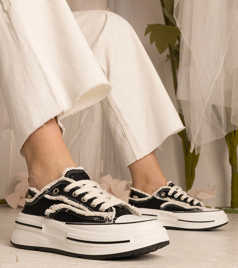 Čierne dámske tenisky na vysokej podrážke Kallara