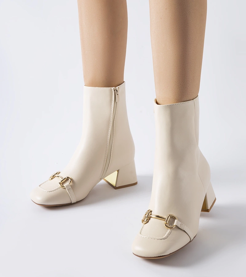 Beige čižmy na opätku Cheney 1063 BEIGE