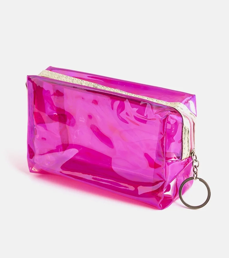 Ružová priehľadná kozmetická taška Ferra