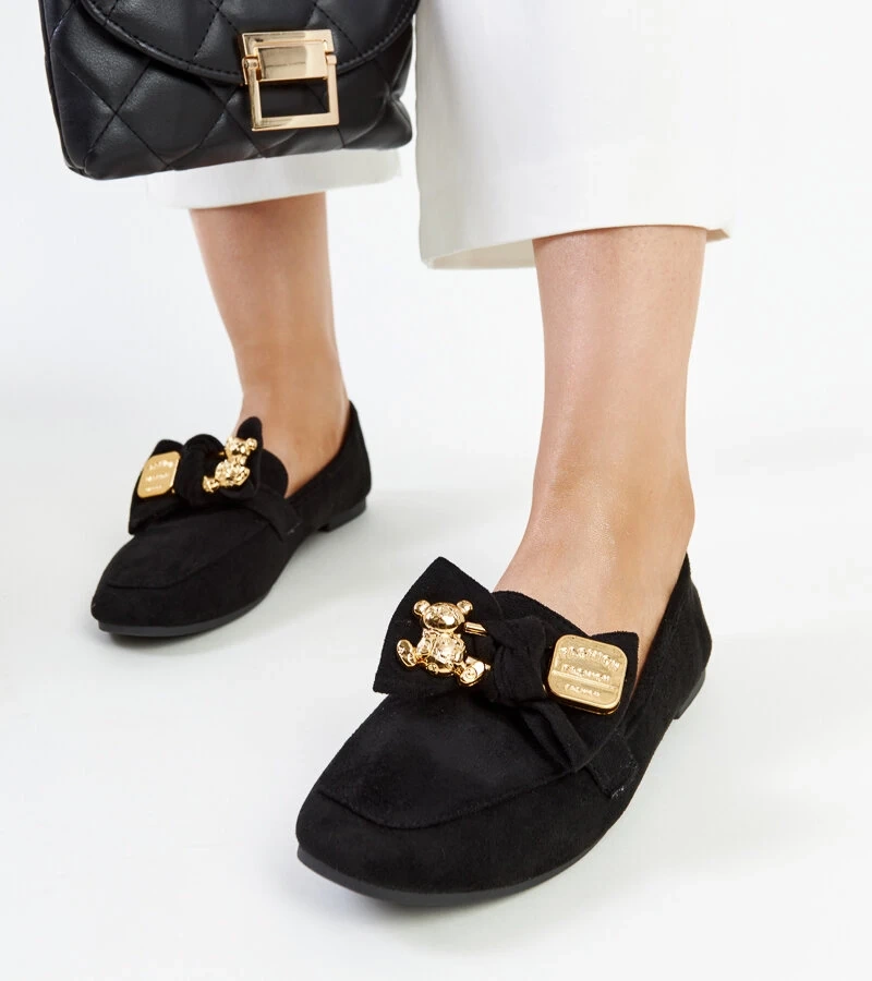 Čierne mokasíny s ozdobnou sponkou Kibra