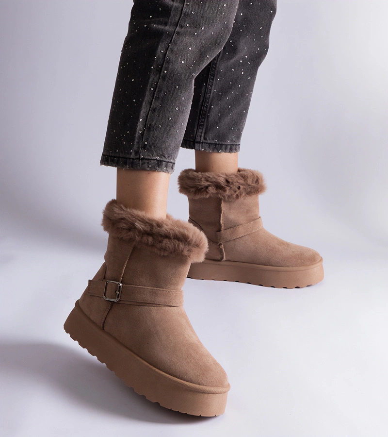 Hnedé zateplené snehule zdobené kožušinou Iglesia