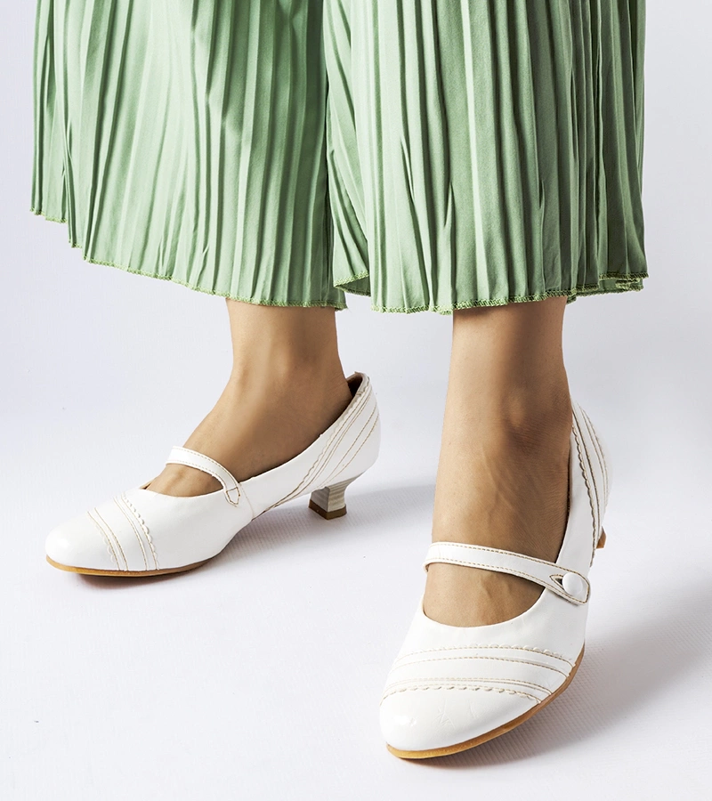 Biele lodičky Sant'Antonio na nízkom podpätku