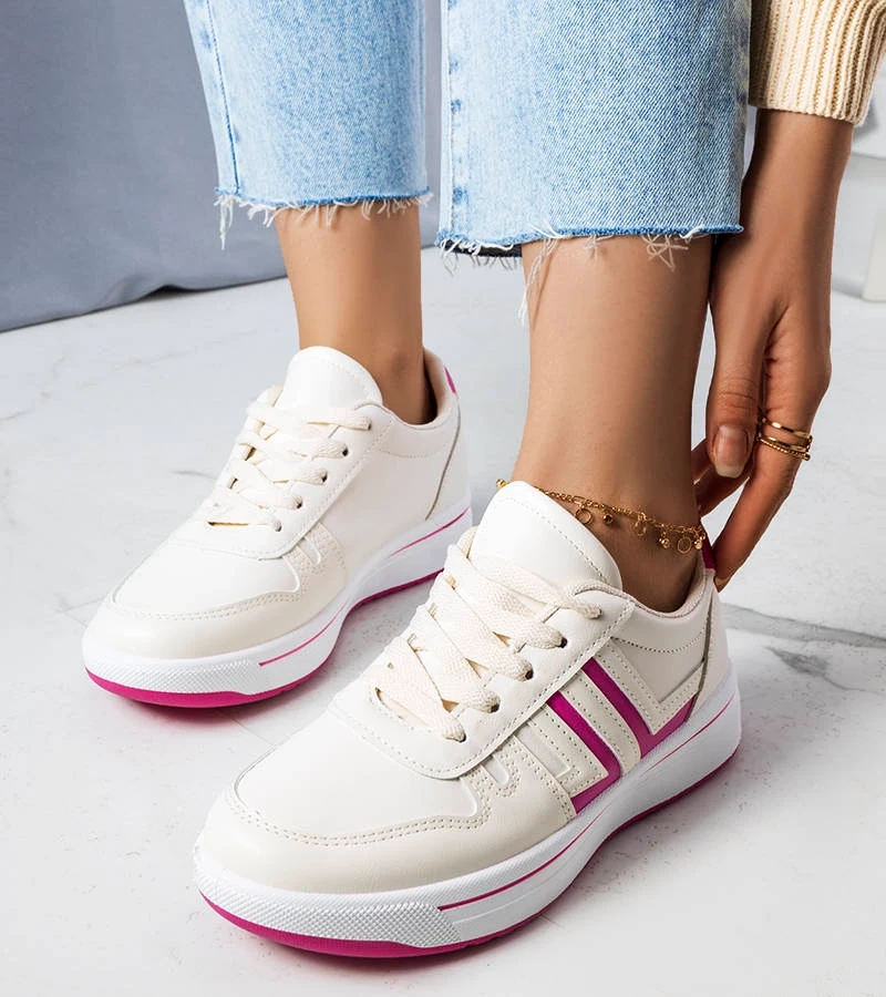 Krémové tenisky s ružovými vložkami Olympia