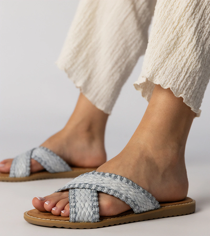 Modré dámske pletené šľapky Ellinara