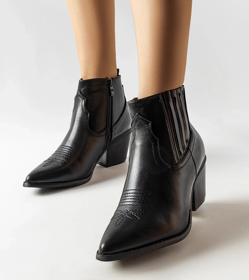 Čierne klasické kovbojské topánky Gustav