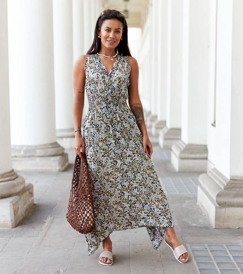 Námornícky modré kvetinové šaty Napolitano