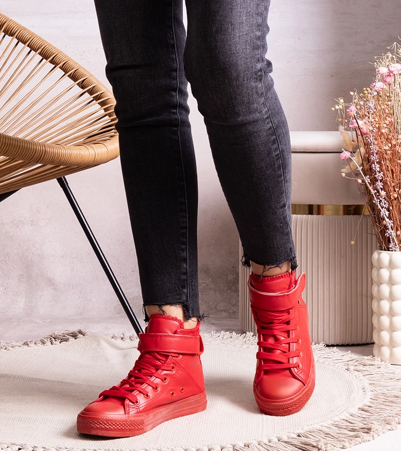 Červené vysoké tenisky z eco kože Bonbonita