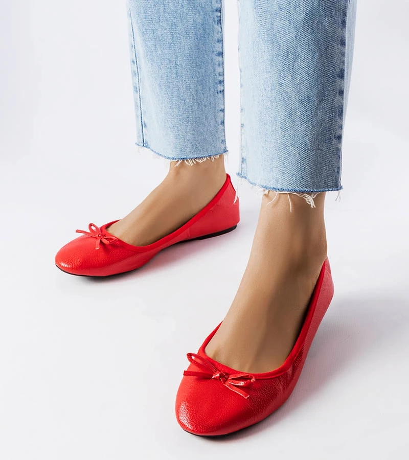 Červené balerínky s mašľou Vaillancour