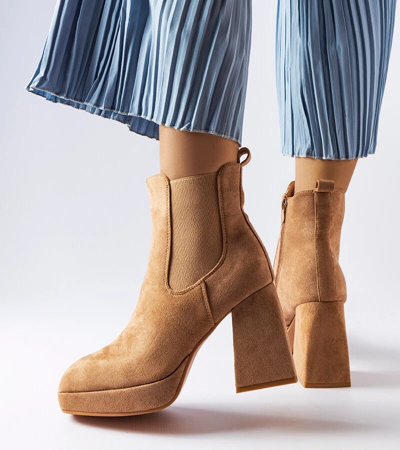 Béžové provinčné topánky z eko-semišu