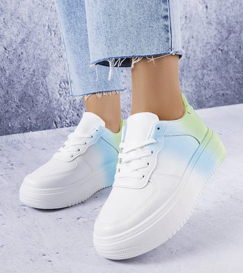 Bielo-zelené tenisky na platforme Lance