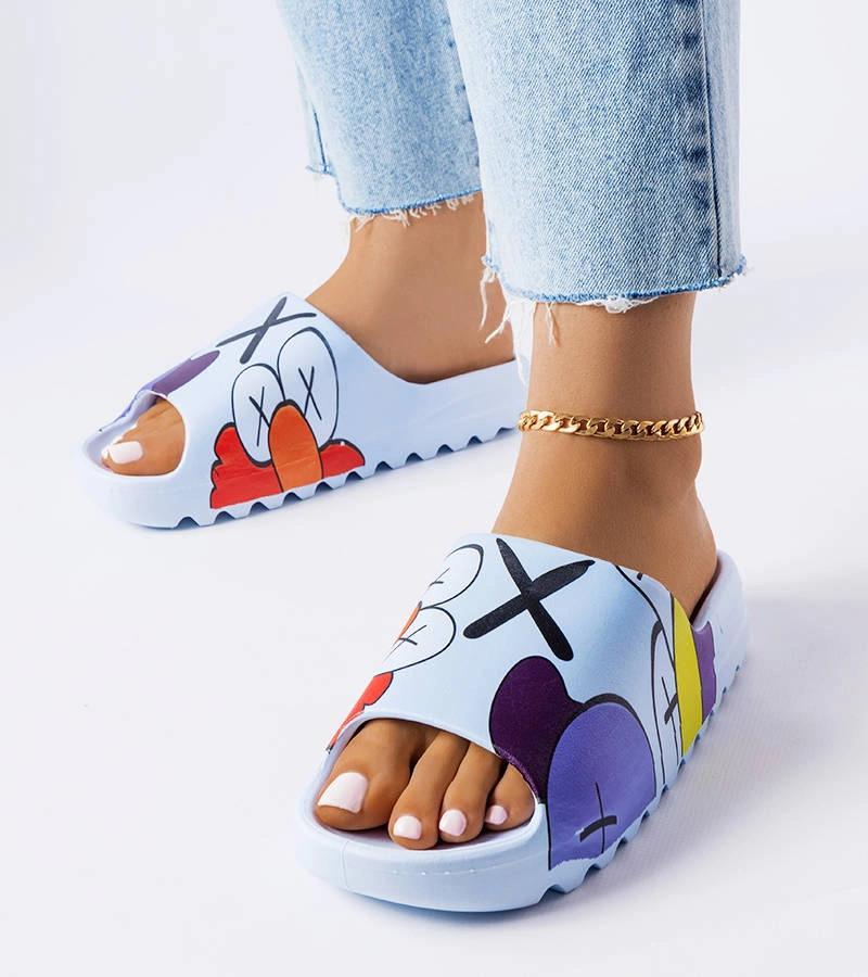 Modré žabky s potlačou Lindale