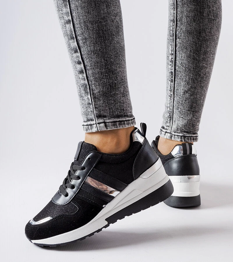 Čierno-strieborné tenisky Titusville na podpätkoch