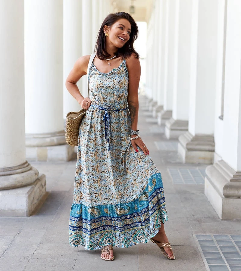 Vzorované maxi šaty Libera