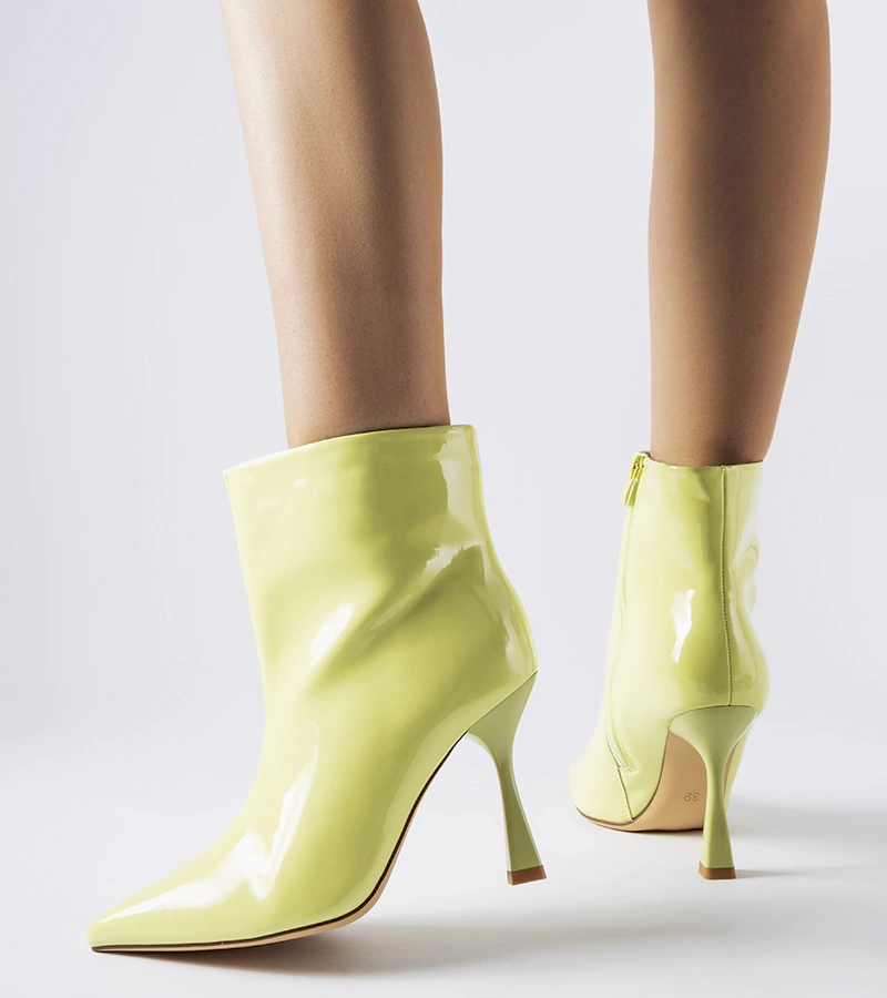 Zelené lakované čižmy na opätku Dionisi