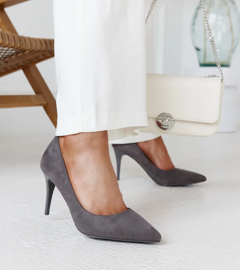 Sivé lodičky s koženou vložkou Paume