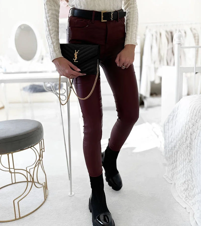 Bordové voskované nohavice Benicio