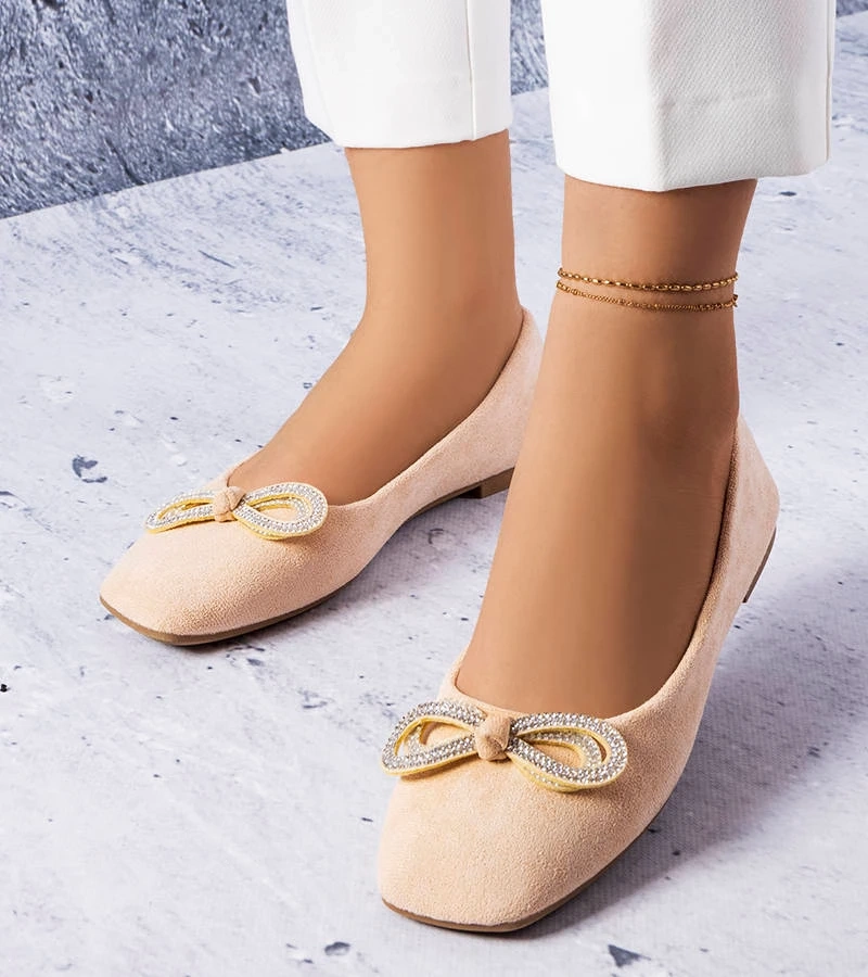 Béžové balerínky s mašľou Gaillou