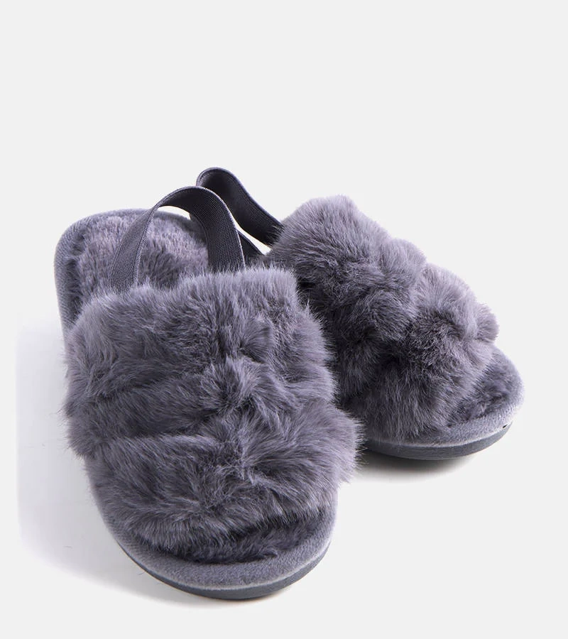 Šedé papuče Mia s gumovou podrážkou