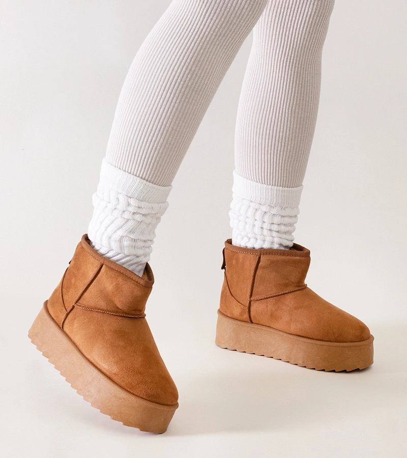 Hnedé casual snehule na vysokej platforme Thaisa