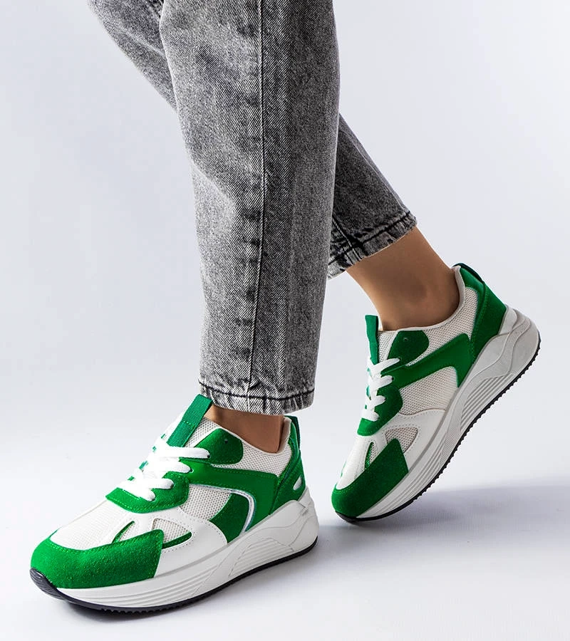 Zelené tenisky z kombinovaného materiálu Riel