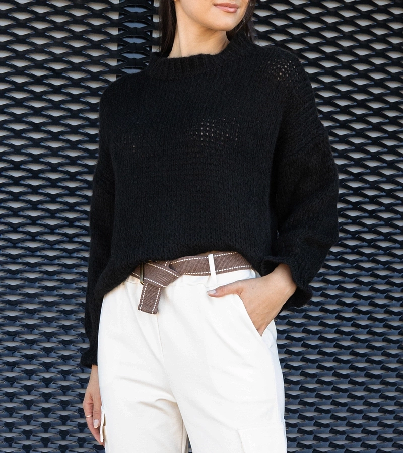 Čierny asymetrický svetrík Castia