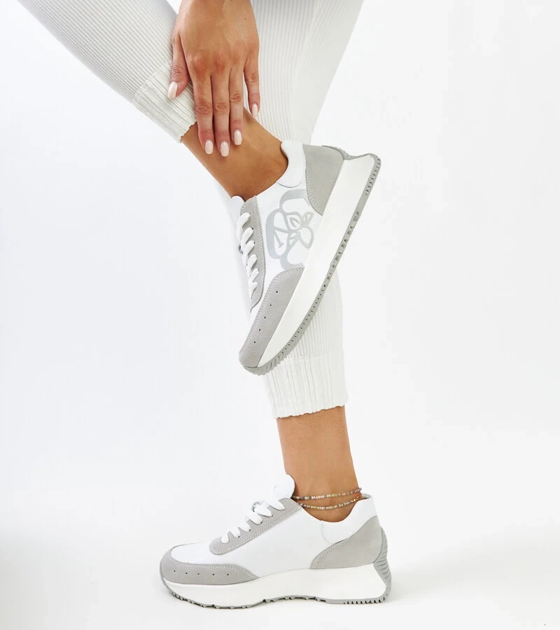 Bielo-sivé kožené tenisky Salimah