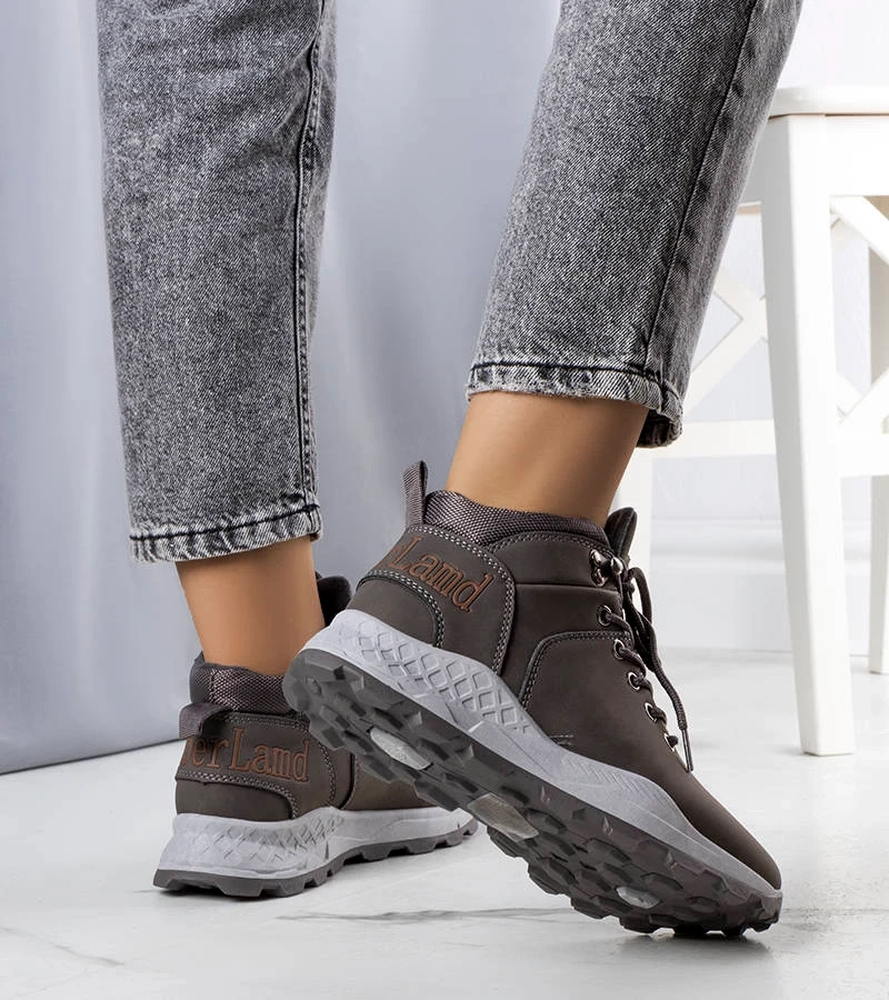 Šedé zateplené dámske trappery Adleri