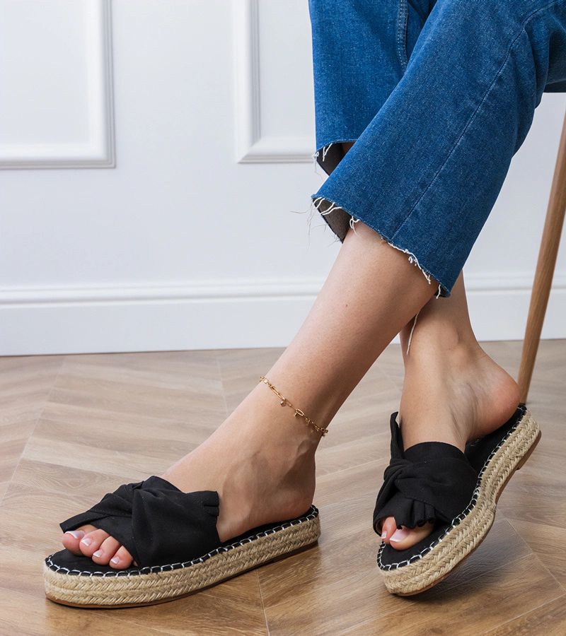 Čierne espadrilky s mašľou Luvis