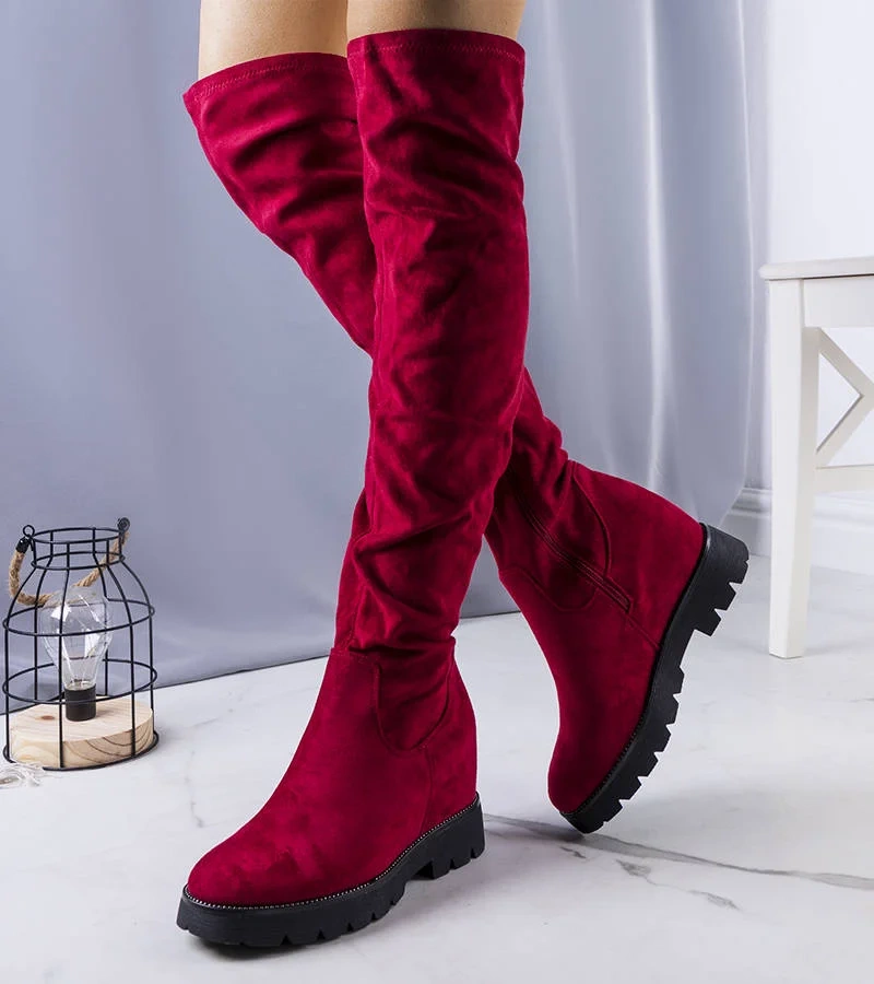 Kaštanové semišové topánky Naomi na platforme