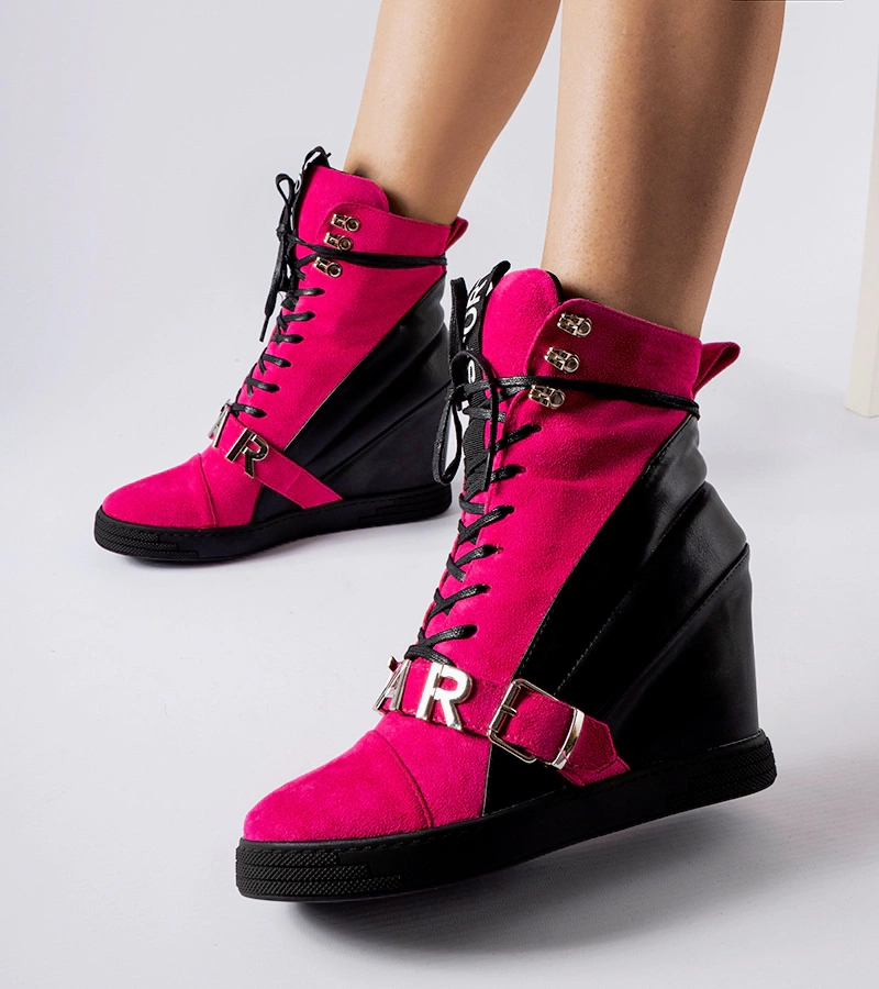 Ružovo-čierne tenisky na kotníku Pugliesi