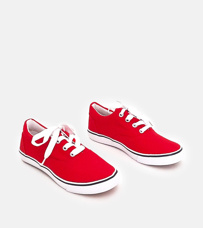 Červené detské tenisky na šnúrkach Bollis