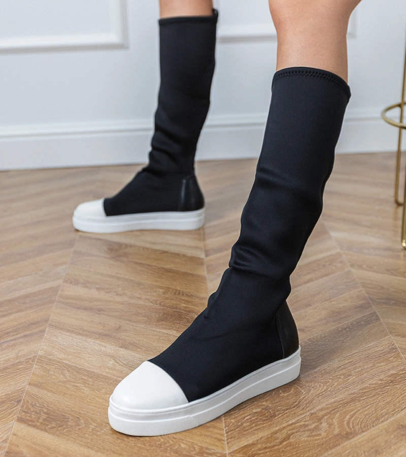 Čierne látkové športové čižmy s elastickým zvrškom Lussa