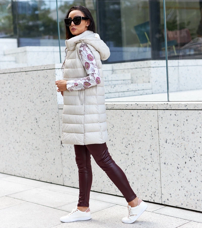 Dámska dlhá béžová vesta Bovegno