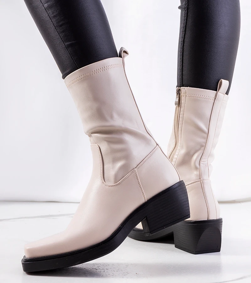 Béžová botki Marisa na podpätku