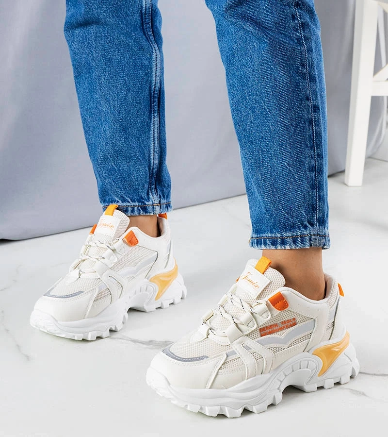 Béžové tenisky s neónovými vložkami Opal