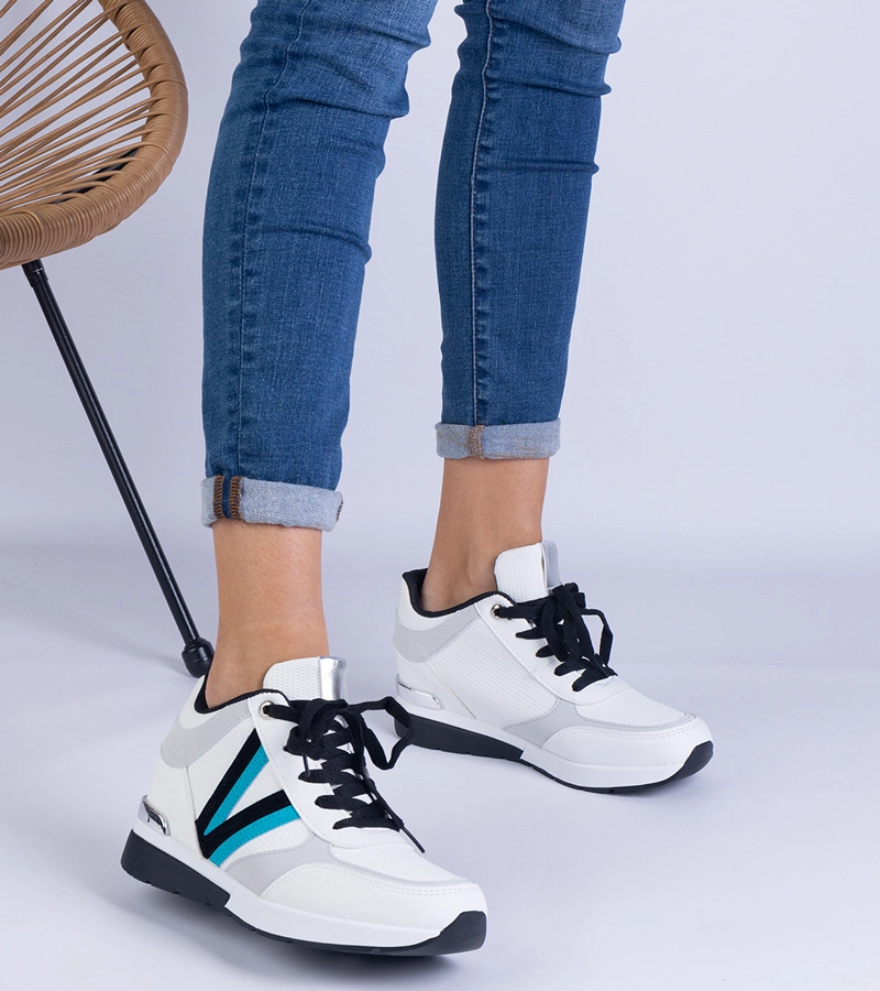 Biele tenisky dámske na skrytom klinovom podpätku Ninella