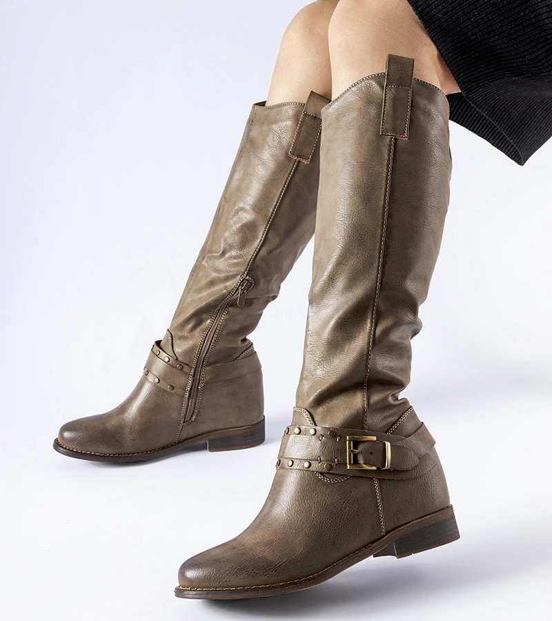 Hnedé vysoké cowboy čižmy s ukrytým klincom Zen