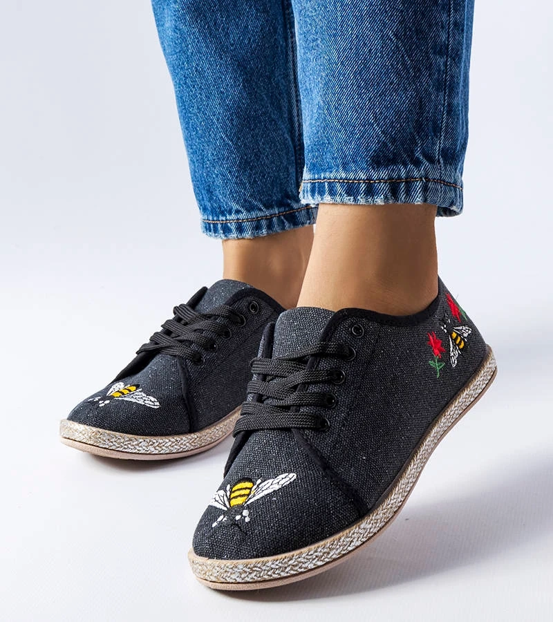 Čierne trblietavé espadrilky Malia