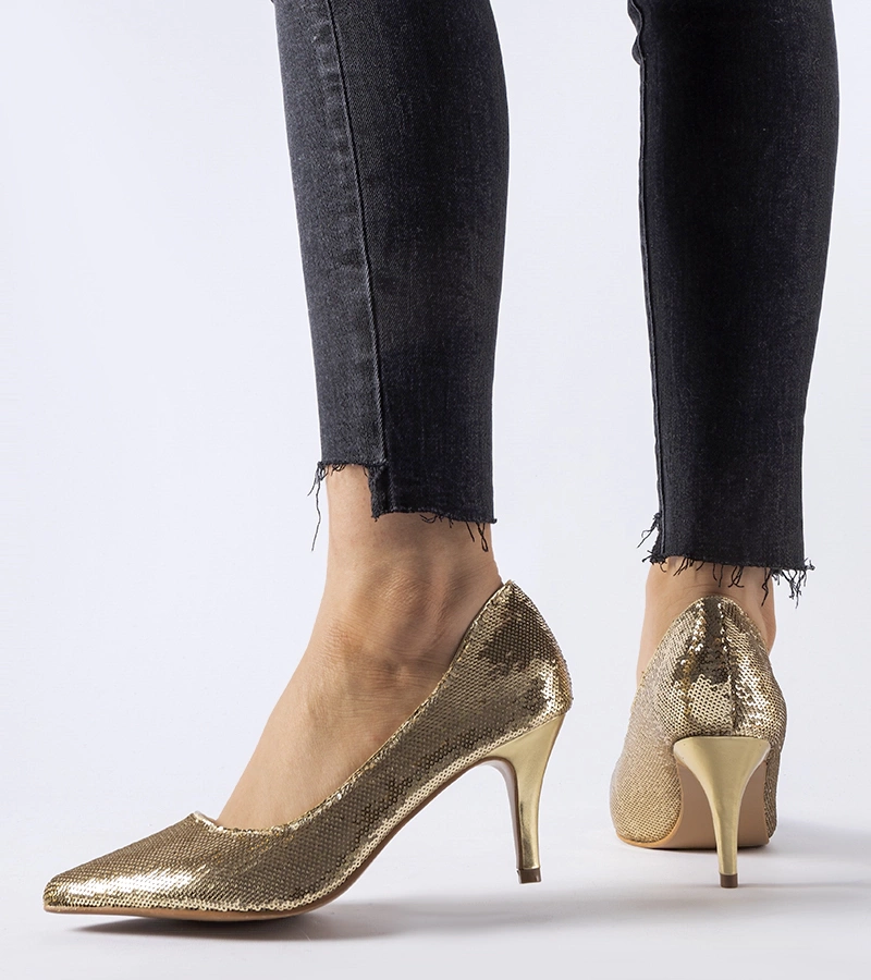 Zlaté cekinové čižmy na opätku Ernesto