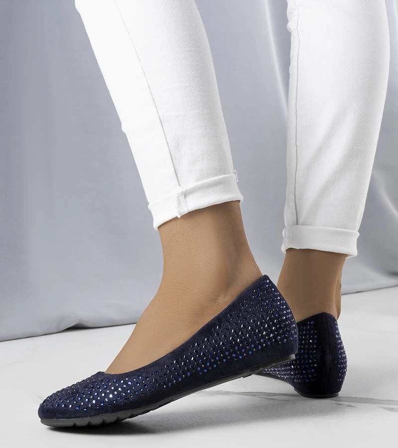 Námornícke modré balerínky s krytými podpätkami Julie