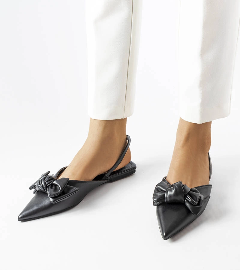 Čierne balerínky s otvoreným podpätkom Bonarcado