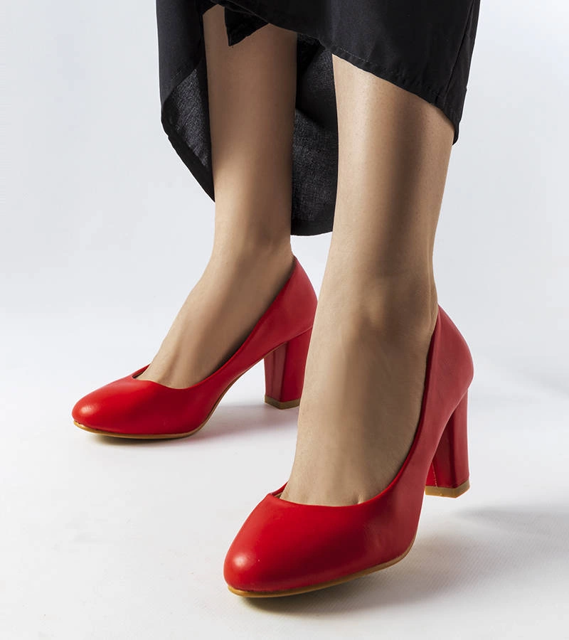 Červené lodičky Ella na podpätku