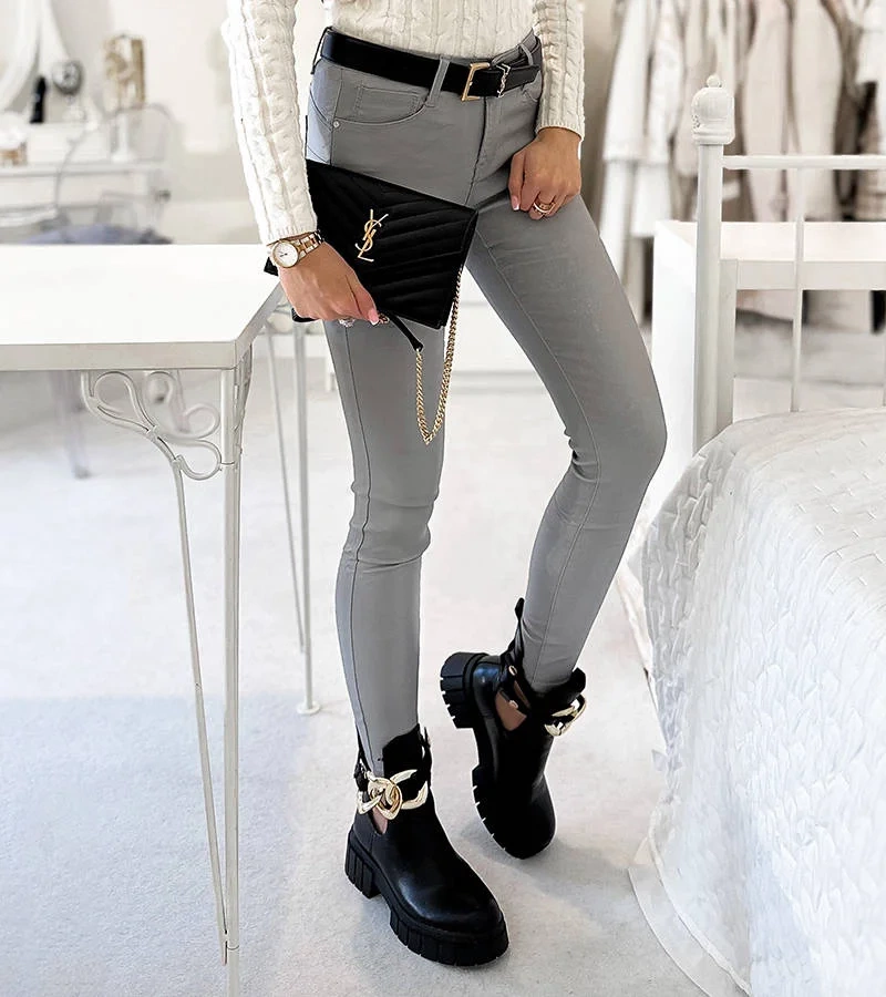 Šedé voskované nohavice Vienna