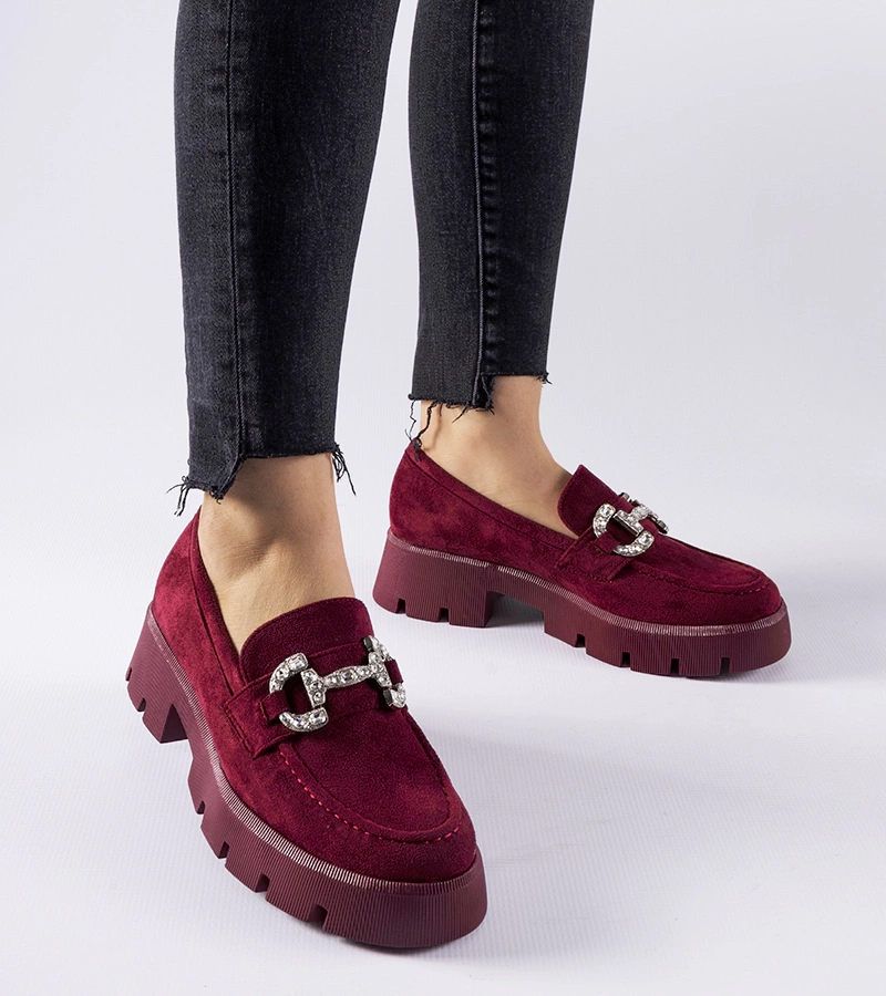 Bordové mokasíny s diamantmi Giacomo